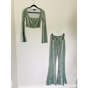 Urban outfitters green soft ribbed bottom/top cozy set